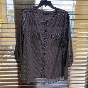 Notations women’s blouse black and white stripes 3x